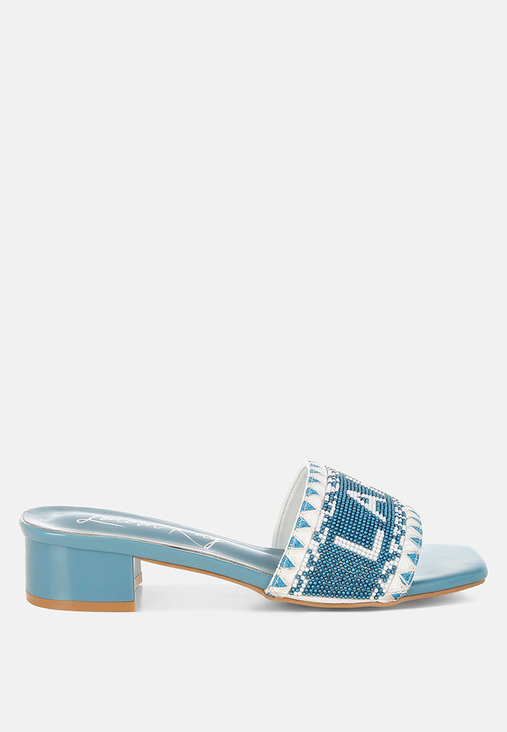 bead-studded slip-on heels by ruw#color_blue