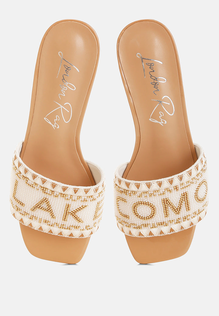 bead-studded slip-on heels by ruw#color_beige