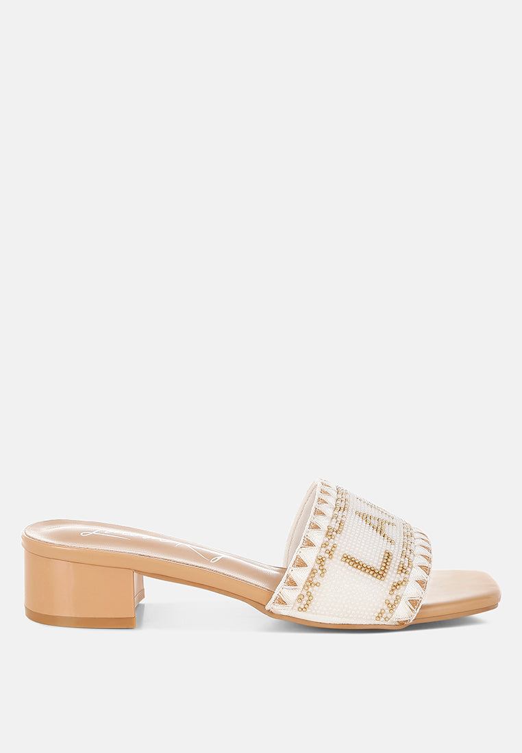 bead-studded slip-on heels by ruw#color_beige