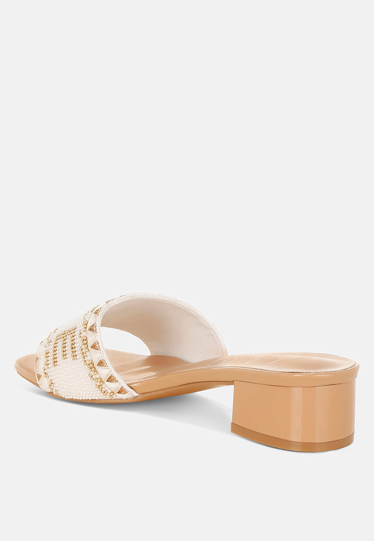 bead-studded slip-on heels by ruw#color_beige