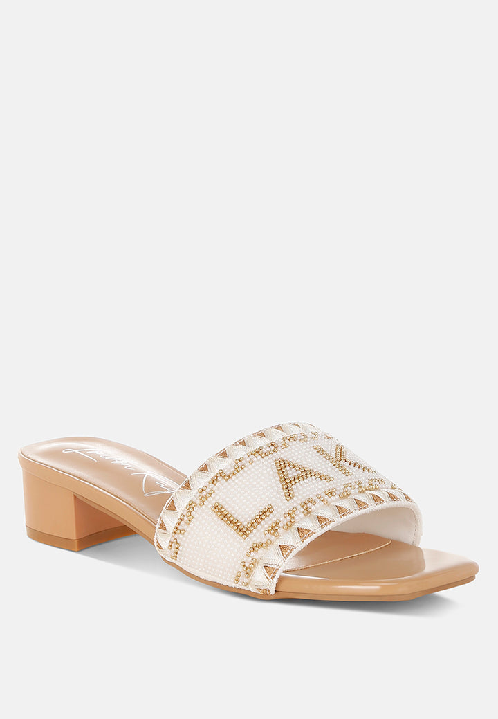 bead-studded slip-on heels by ruw#color_beige