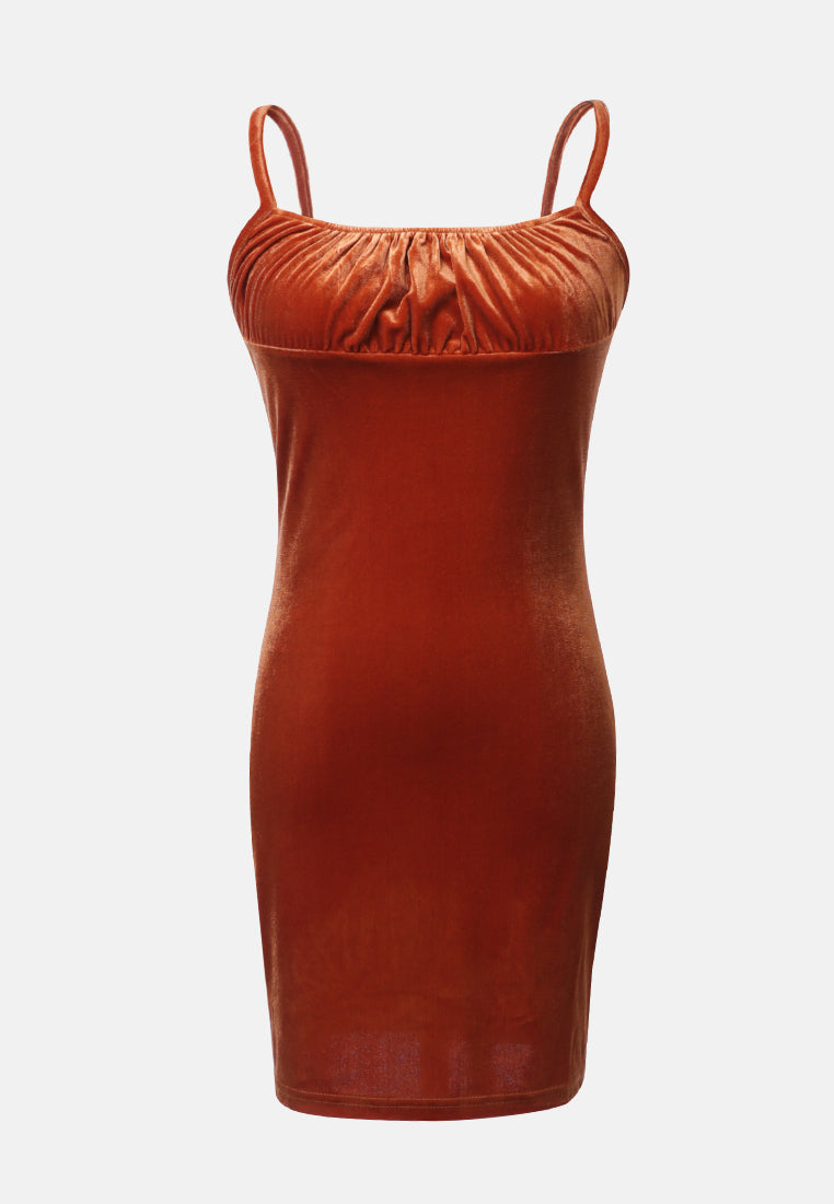 velvet mini bodycon dress by ruw#color_brown
