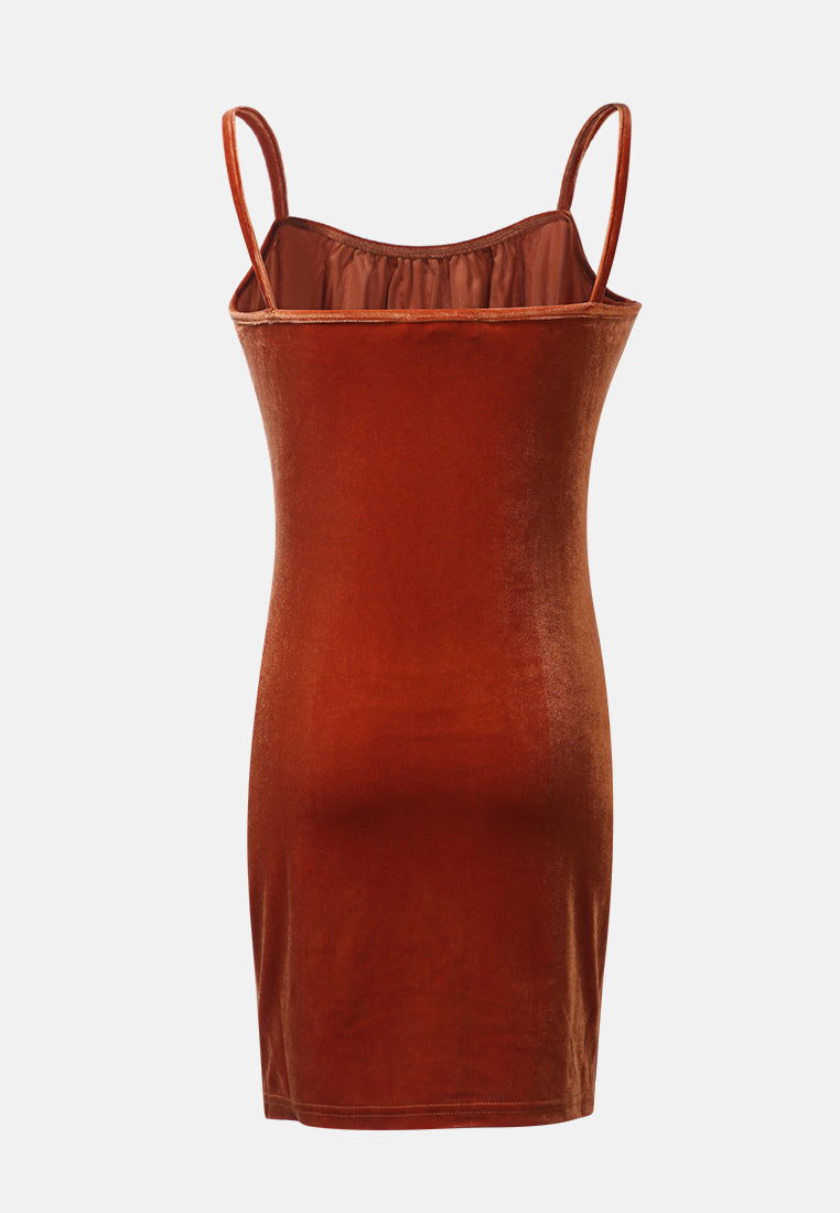 velvet mini bodycon dress by ruw#color_brown