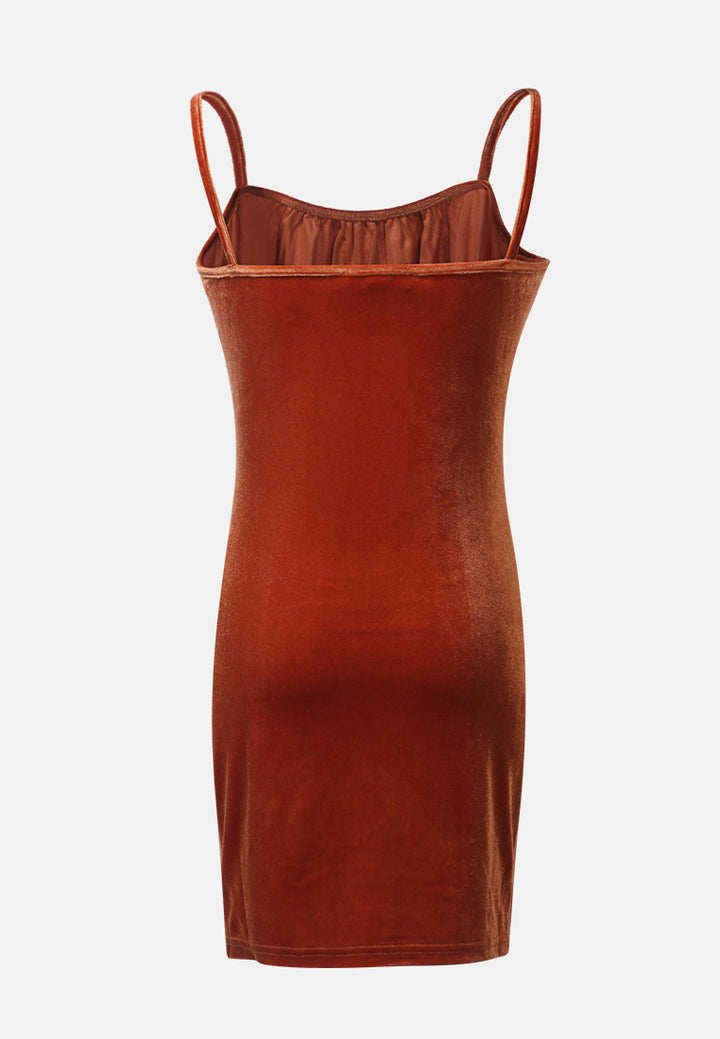 velvet mini bodycon dress by ruw#color_brown