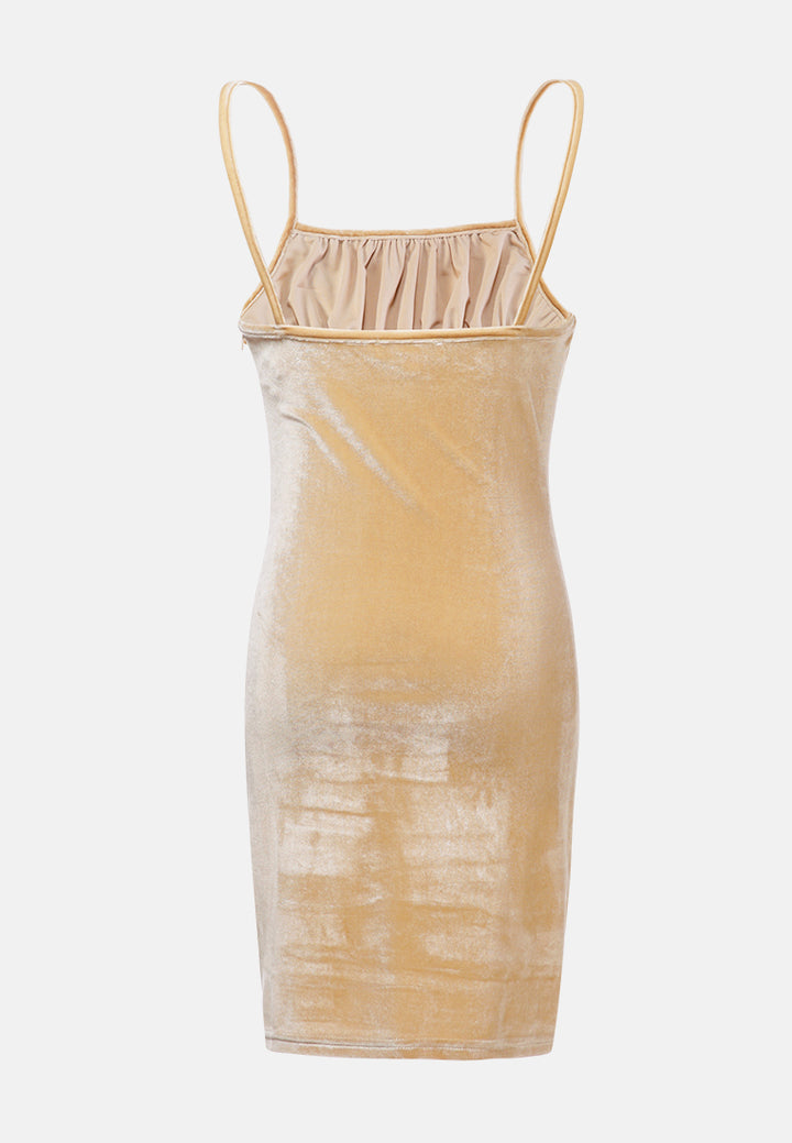 velvet mini bodycon dress by ruw#color_nude