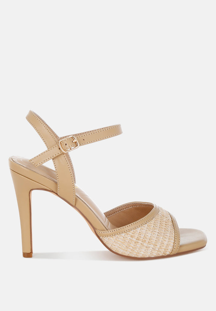 raffia square toe stiletto heels by ruw#color_beige