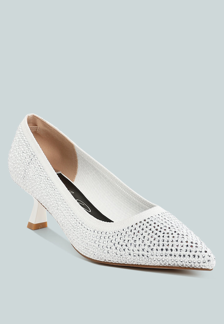 breathable flyknit rhinestone pumps by ruw#color_white