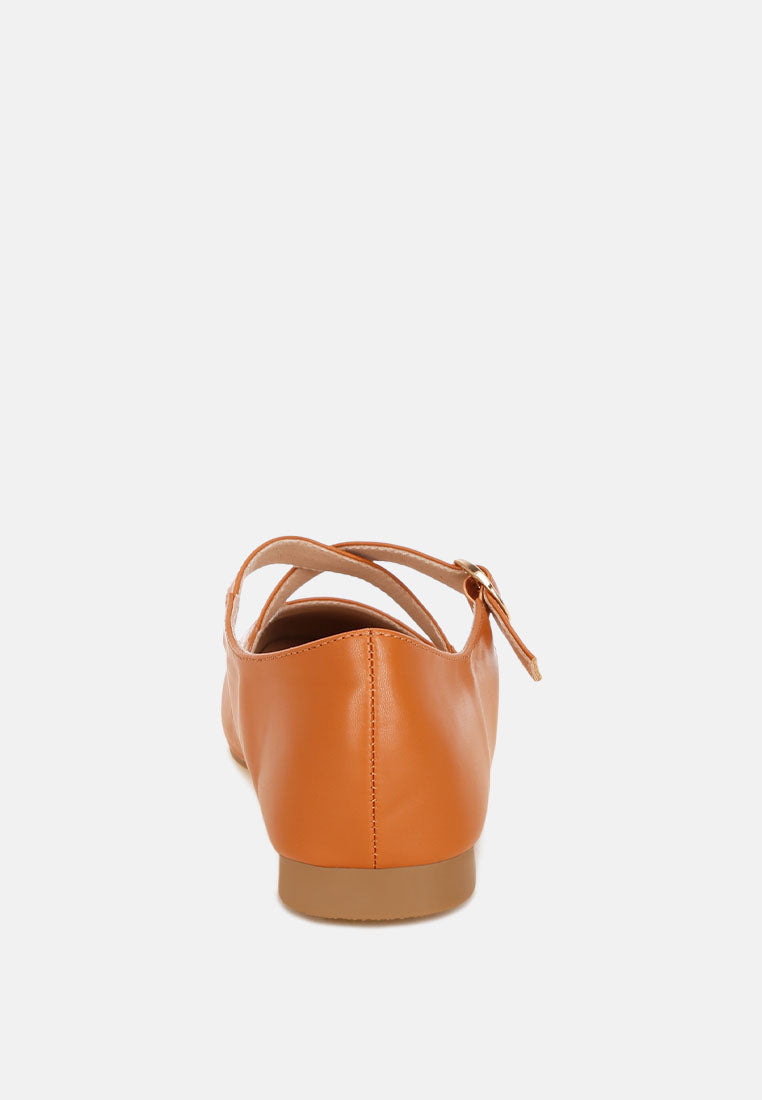 vonily criss cross straps ballet flats#color_tan
