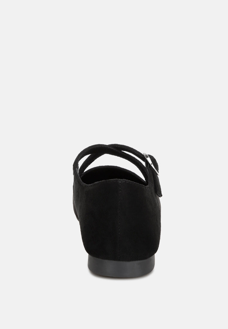 vonily criss cross straps ballet flats#color_black-suede