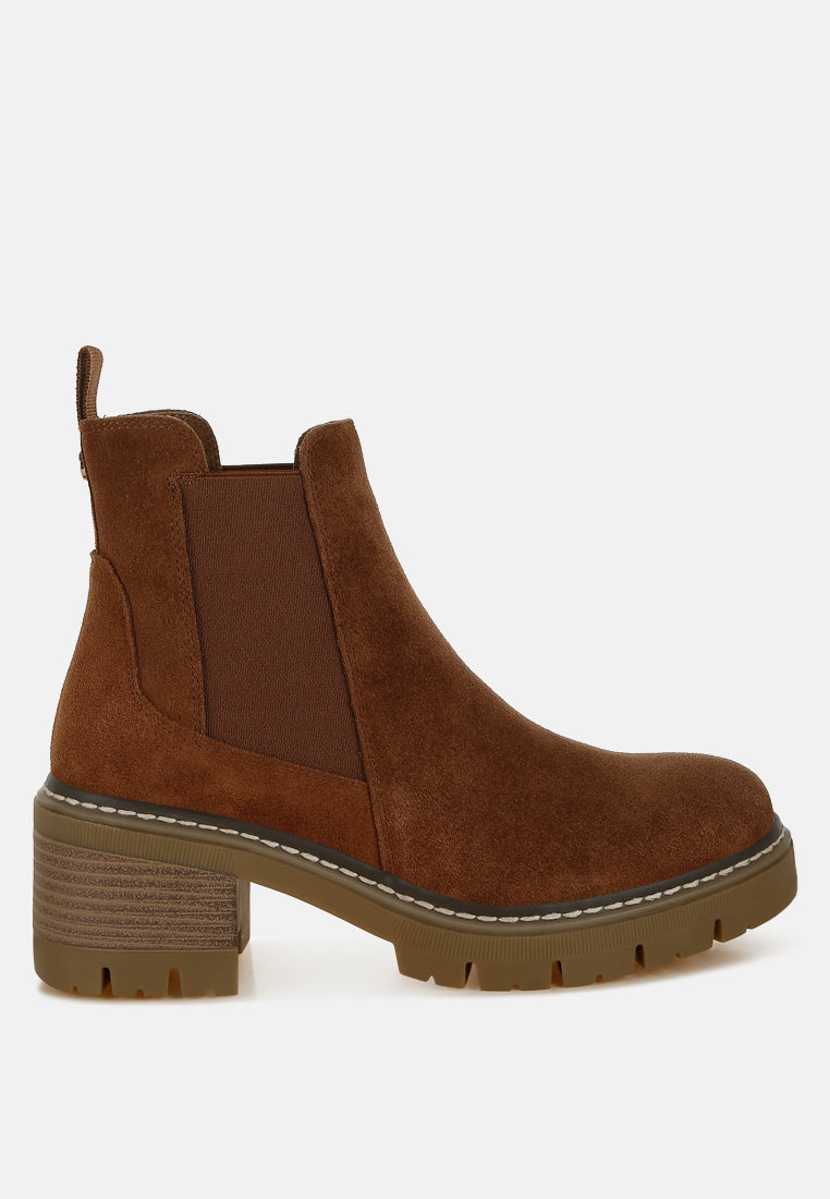 suede chunky chelsea boots by ruw#color_brown