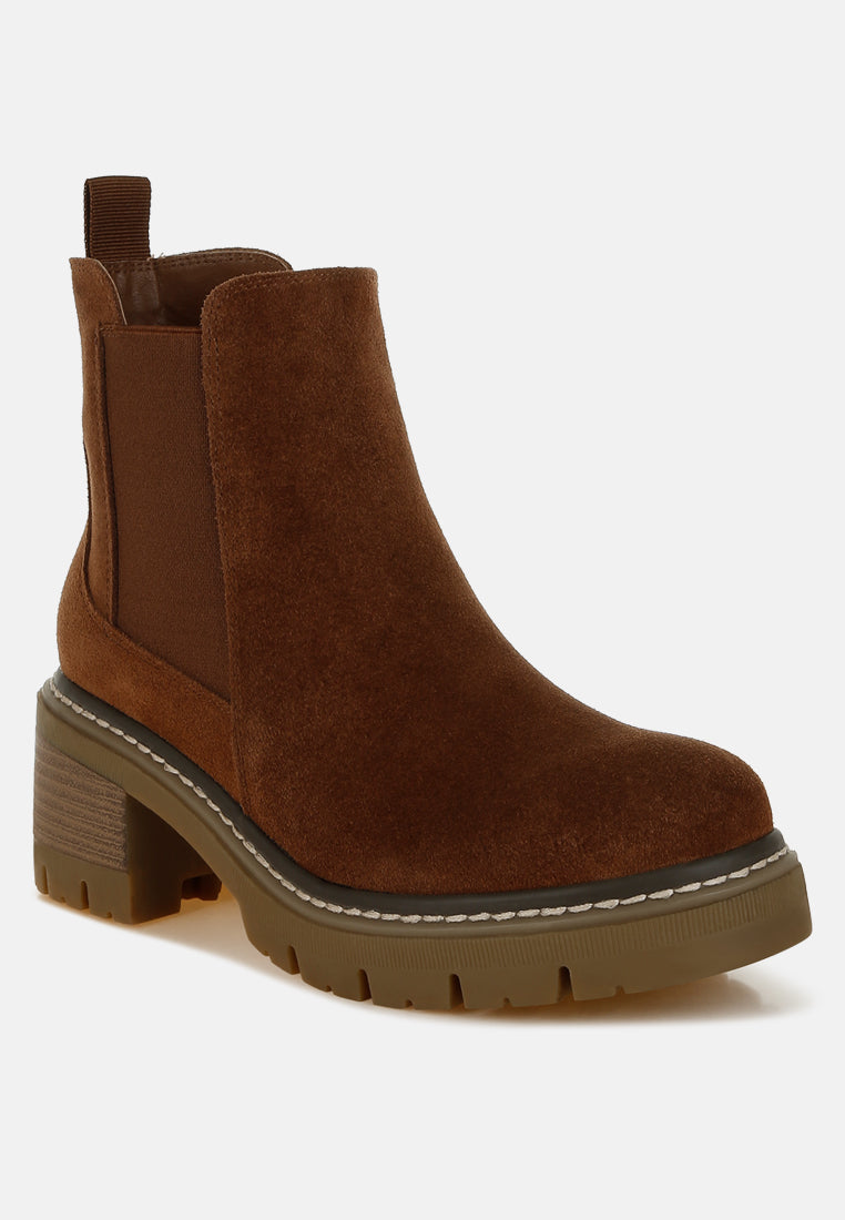 suede chunky chelsea boots by ruw#color_brown