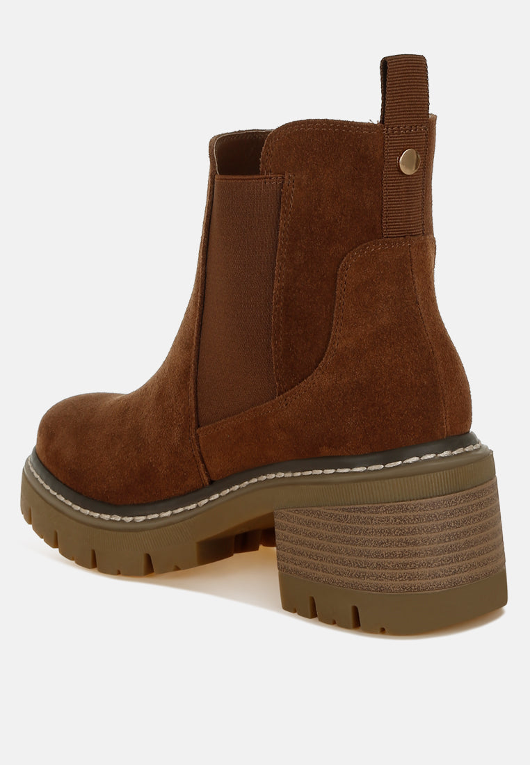 suede chunky chelsea boots by ruw#color_brown