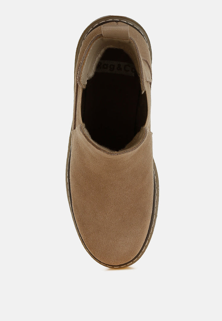 suede chunky chelsea boots by ruw#color_beige