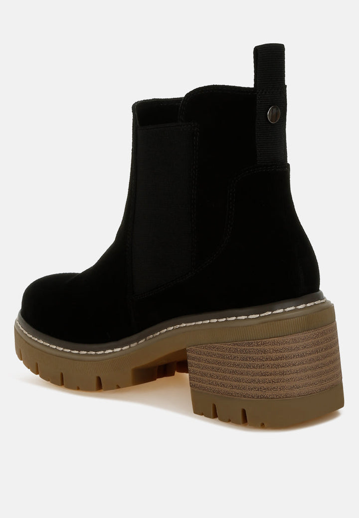 suede chunky chelsea boots by ruw#color_black