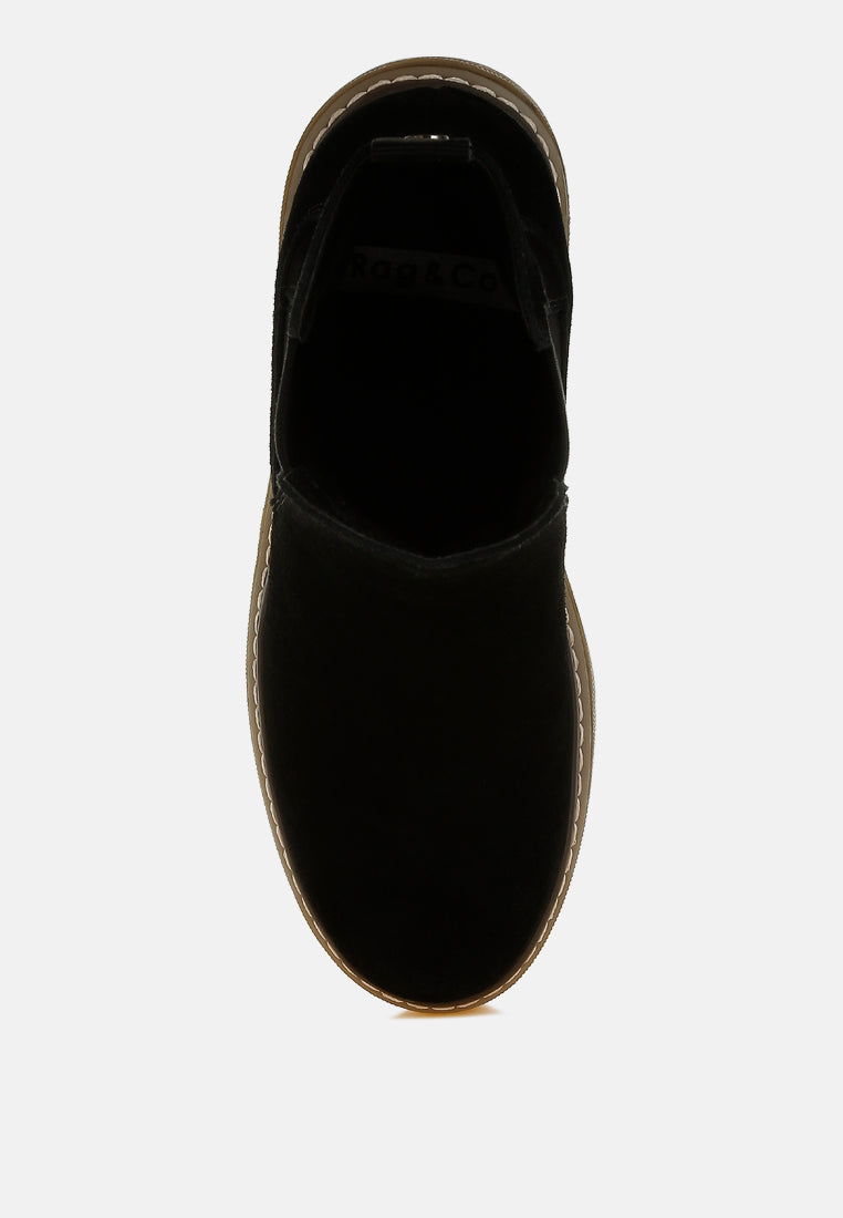 suede chunky chelsea boots by ruw#color_black