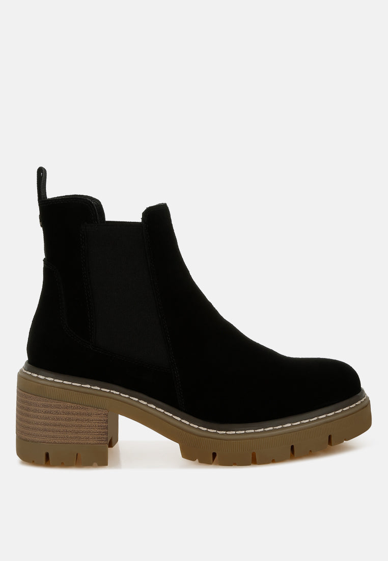 suede chunky chelsea boots by ruw#color_black