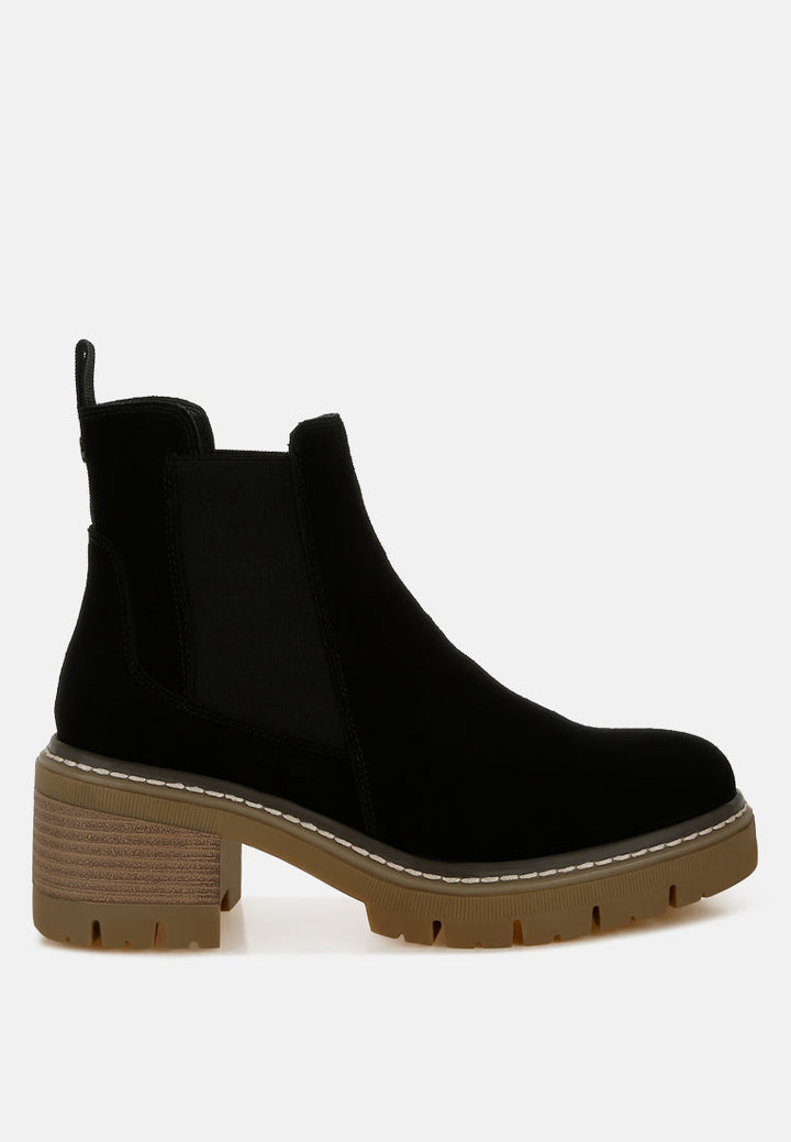 suede chunky chelsea boots by ruw#color_black