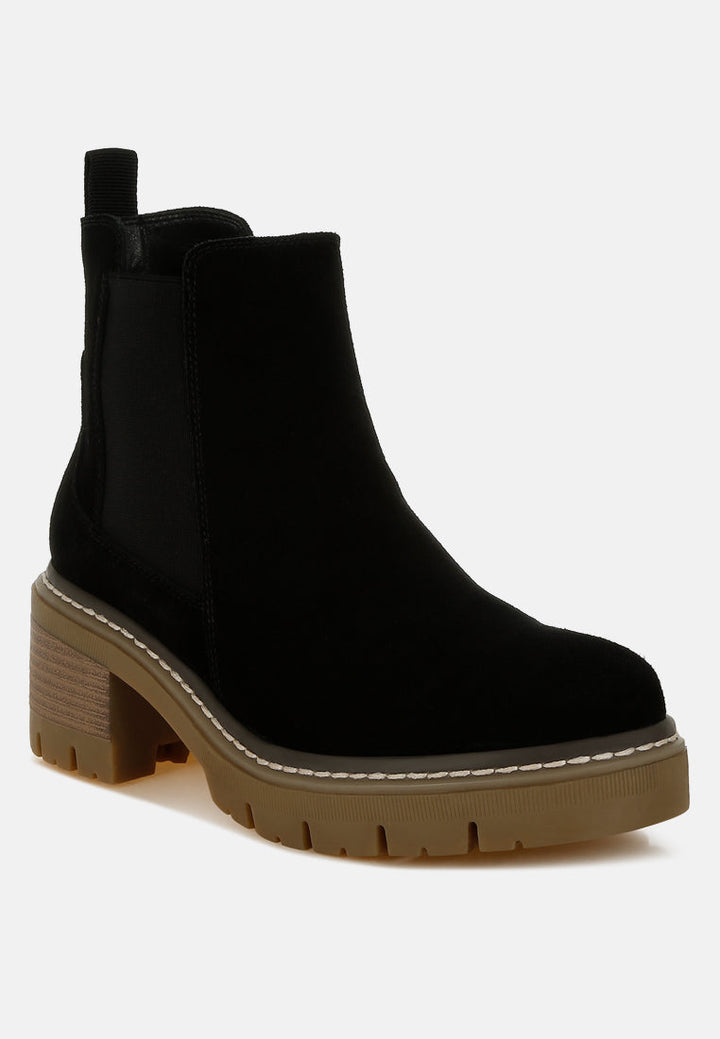 suede chunky chelsea boots by ruw#color_black