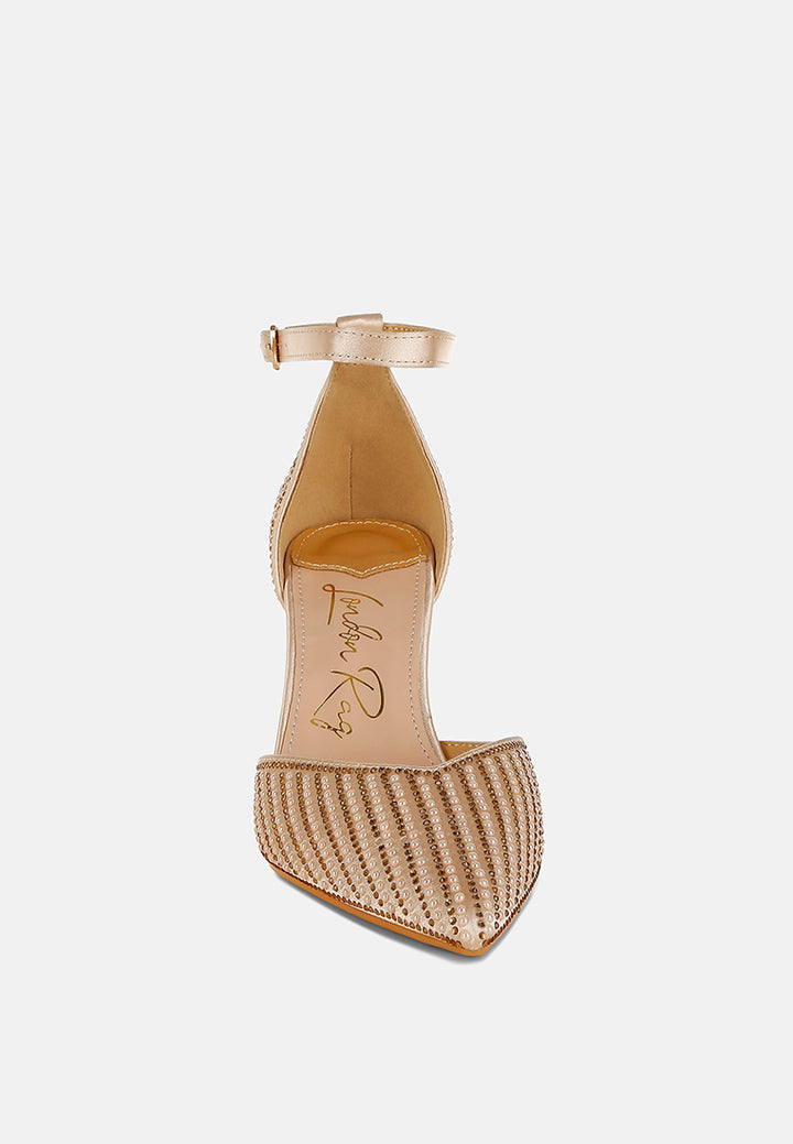 pearls & sequins embellished stiletto sandals by ruw#color_gold