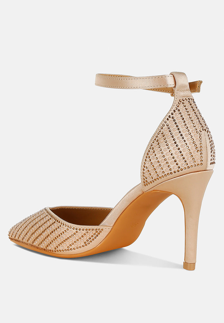 pearls & sequins embellished stiletto sandals by ruw#color_gold