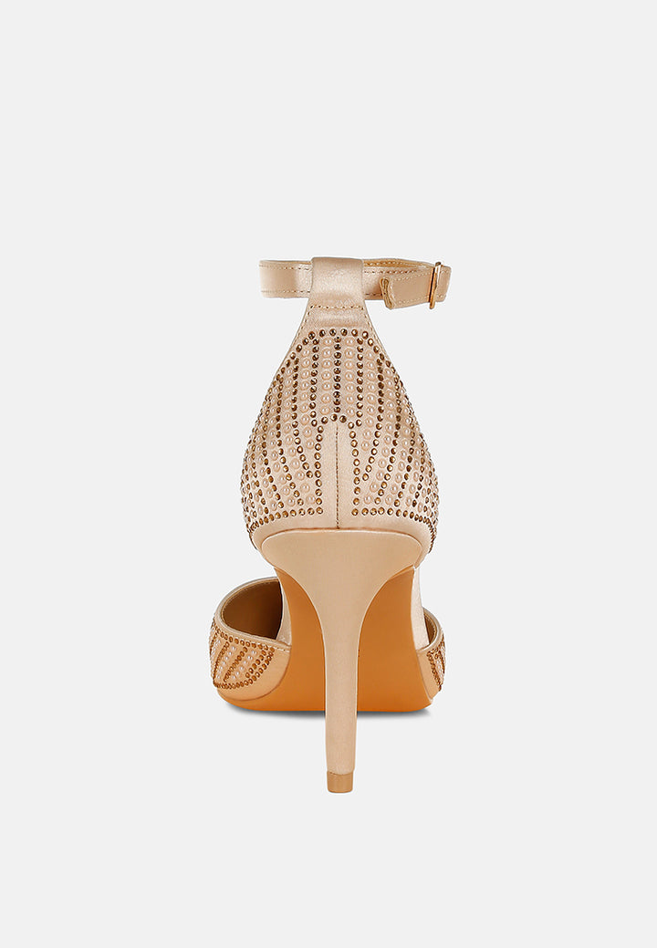 pearls & sequins embellished stiletto sandals by ruw#color_gold