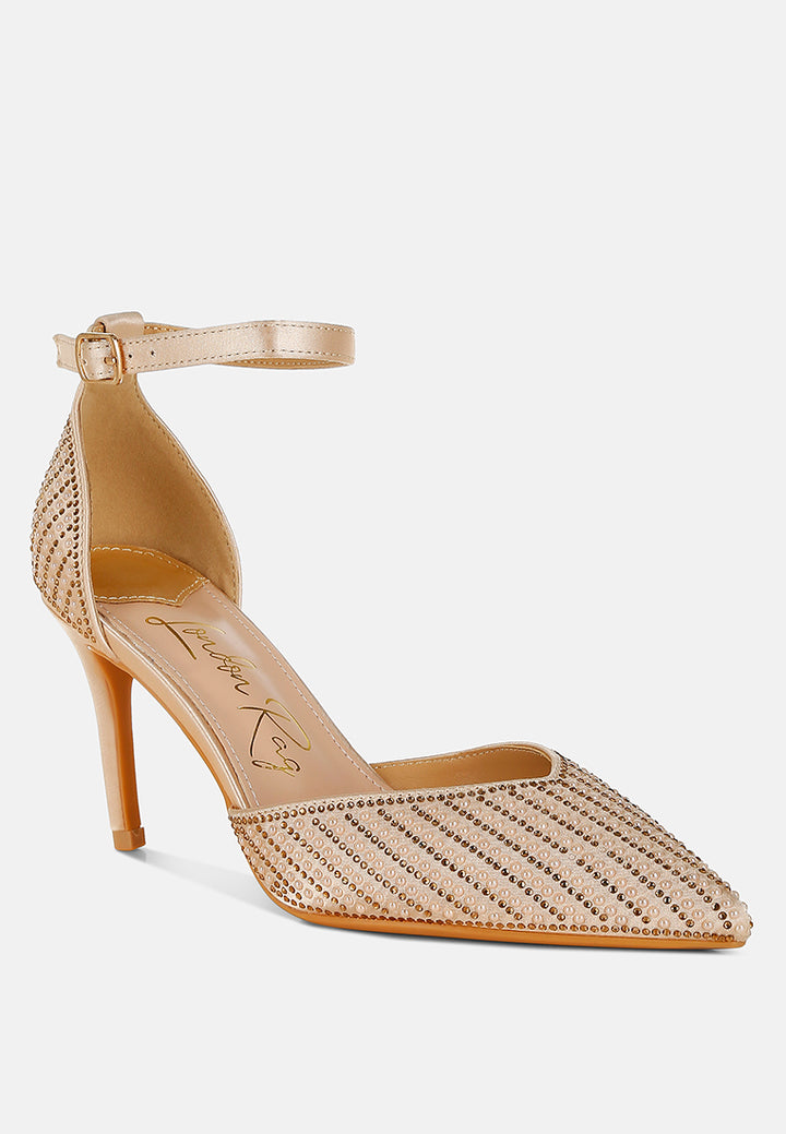 pearls & sequins embellished stiletto sandals by ruw#color_gold