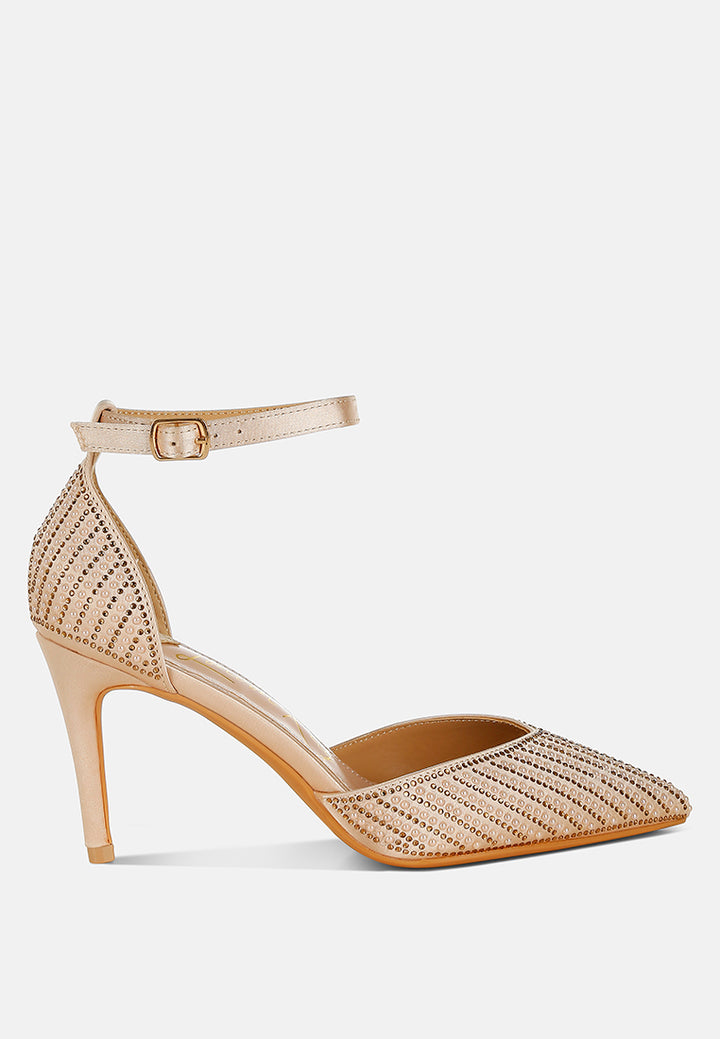 pearls & sequins embellished stiletto sandals by ruw#color_gold