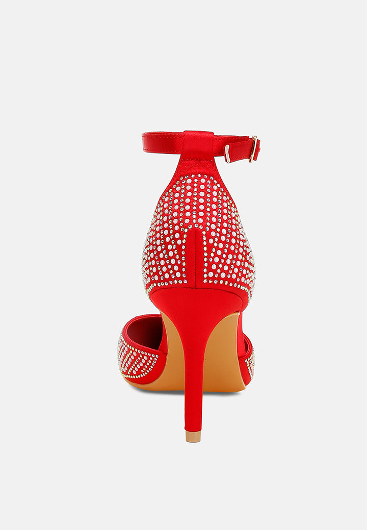 pearls & sequins embellished stiletto sandals by ruw#color_red
