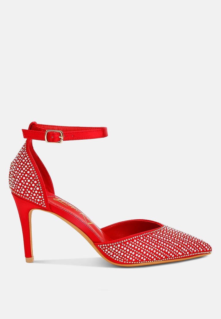 pearls & sequins embellished stiletto sandals by ruw#color_red