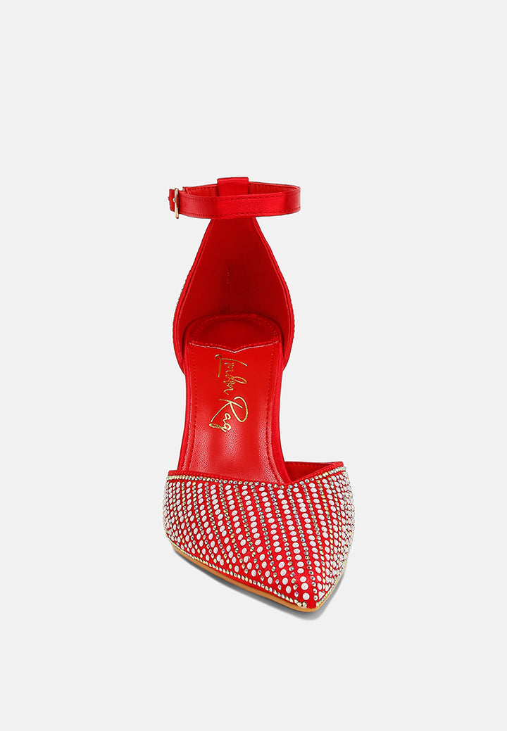 pearls & sequins embellished stiletto sandals by ruw#color_red