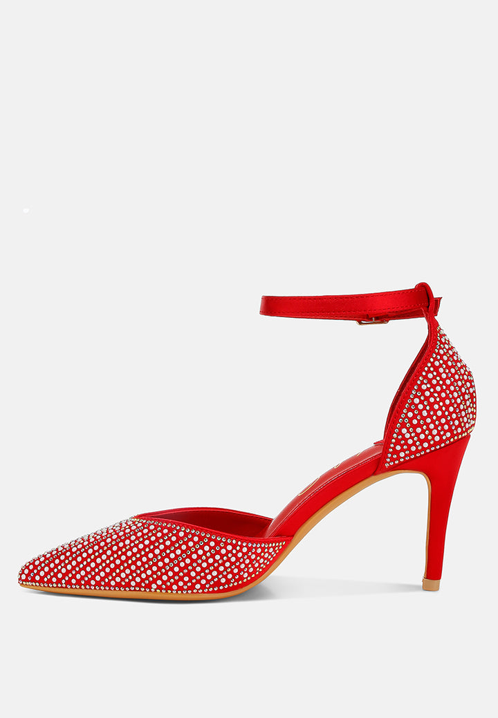 pearls & sequins embellished stiletto sandals by ruw#color_red