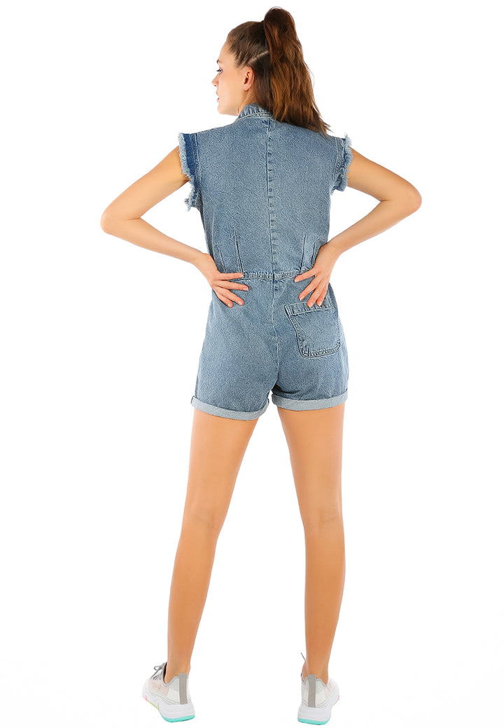 washed denim button up playsuit#color_mid-blue