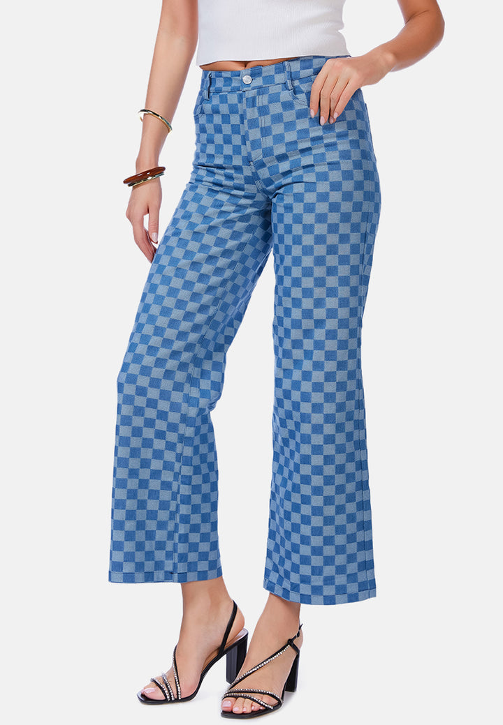 watercolor checks patterned denim pants by ruw#color_blue