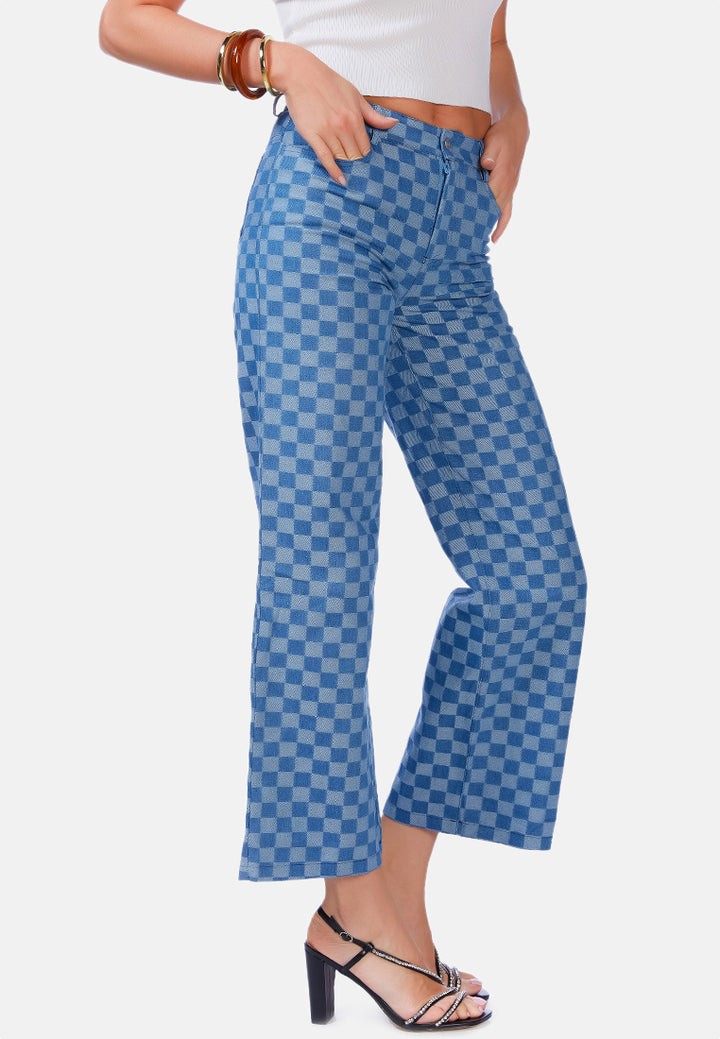 watercolor checks patterned denim pants by ruw#color_blue