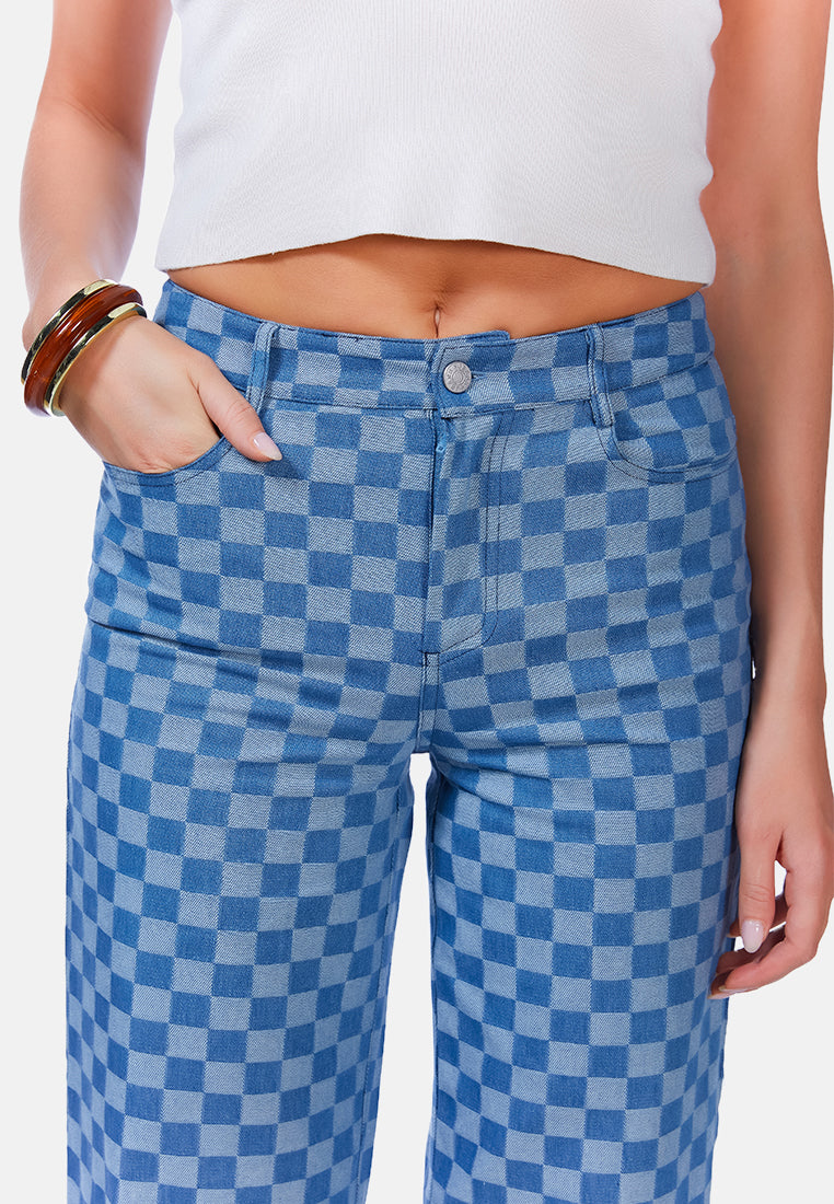 watercolor checks patterned denim pants by ruw#color_blue