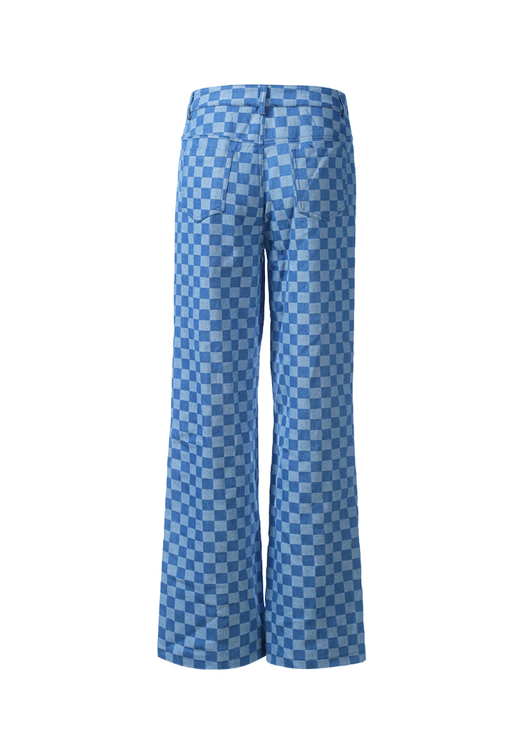 watercolor checks patterned denim pants by ruw#color_blue