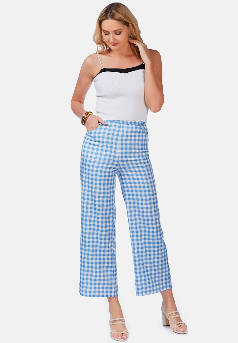 watercolour checks stretchable pants by ruw#color_blue