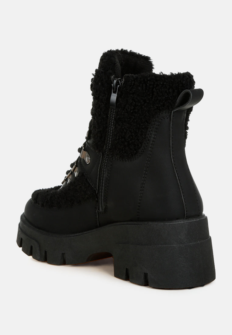 faux fur detail chunky hiker boots by ruw#color_black