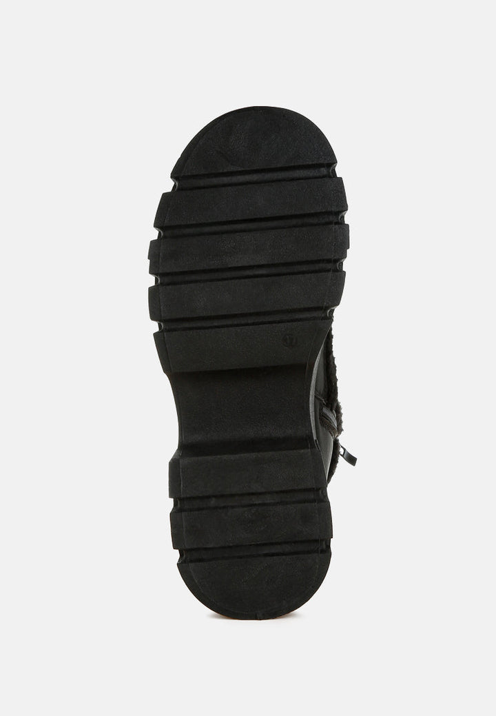 faux fur detail chunky hiker boots by ruw#color_black