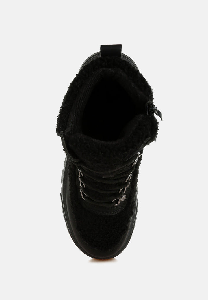 faux fur detail chunky hiker boots by ruw#color_black