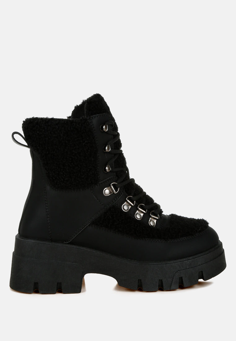 faux fur detail chunky hiker boots by ruw#color_black