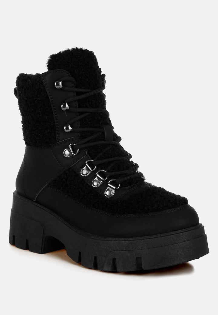 faux fur detail chunky hiker boots by ruw#color_black