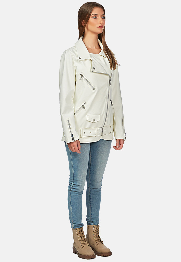 faux leather biker jacket#color_white