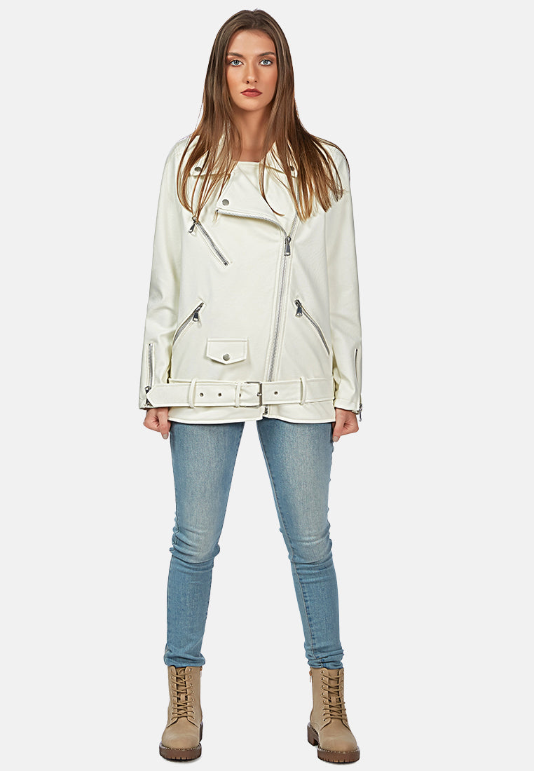 faux leather biker jacket#color_white