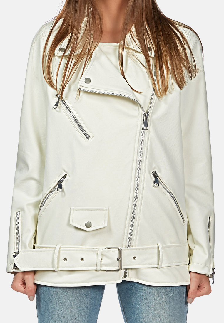 faux leather biker jacket#color_white