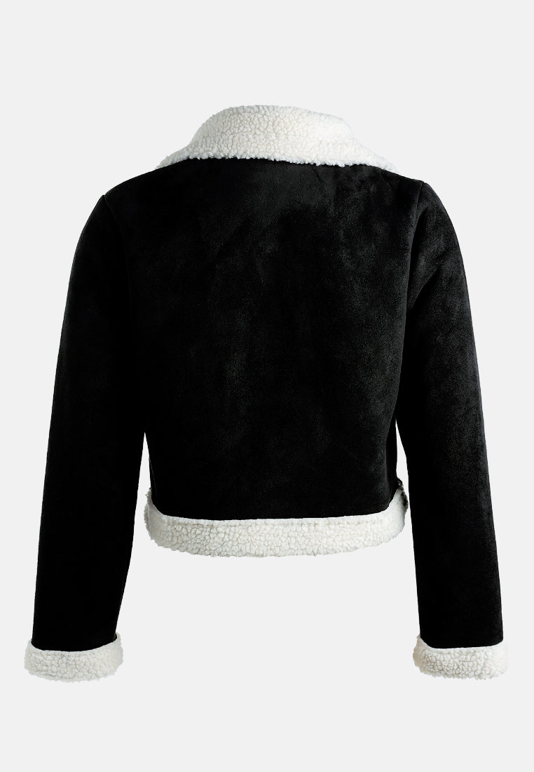 wide lapel sherpa jacket by ruw#color_black
