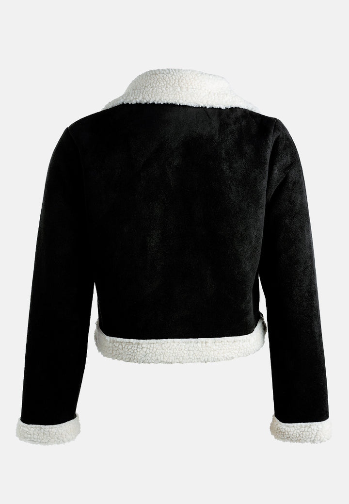 wide lapel sherpa jacket by ruw#color_black