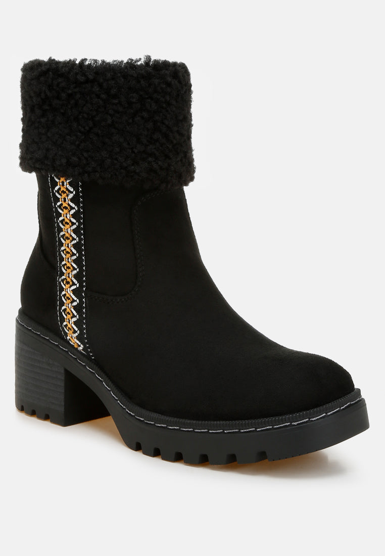 faux fur & embroidery detail boots by ruw#color_black