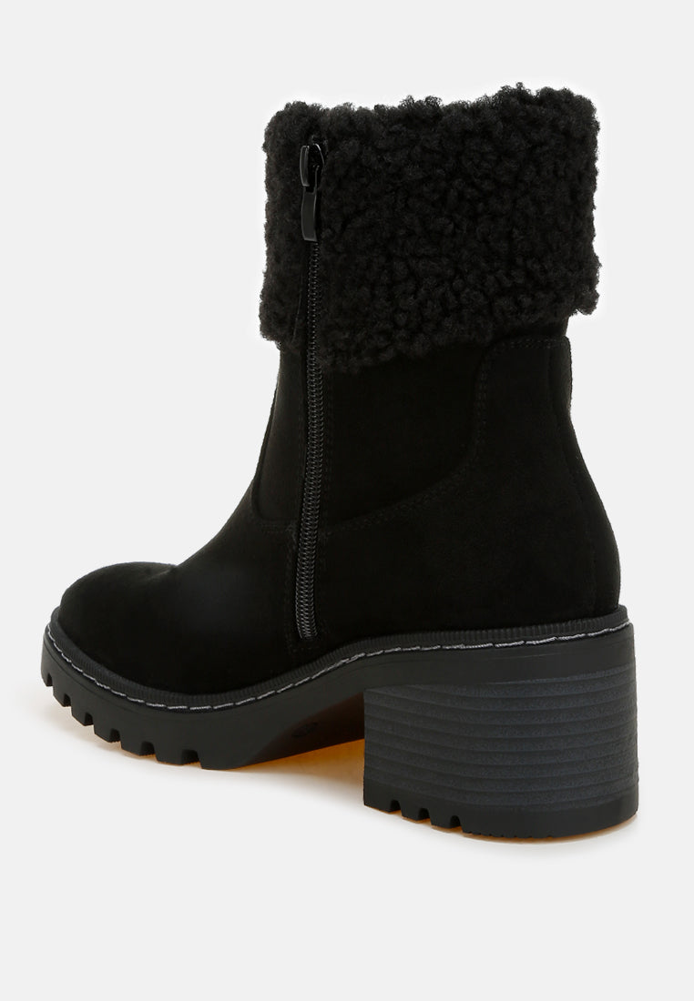 faux fur & embroidery detail boots by ruw#color_black