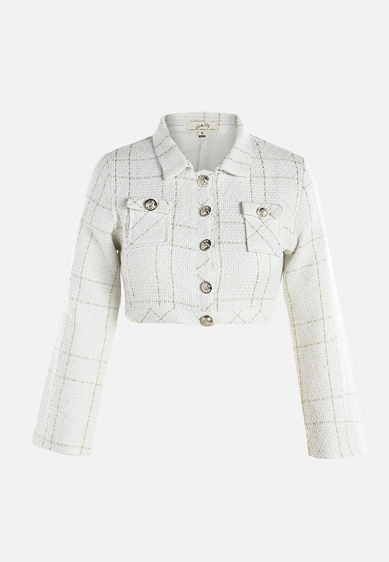 woven button-down flap pocket jacket by ruw#color_off white